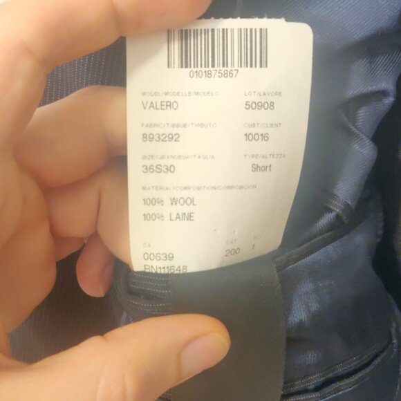 Simon Spurr 36S/30 modern slim skinny fit navy stripe 100% virgin wool bemberg - Picture 9 of 12